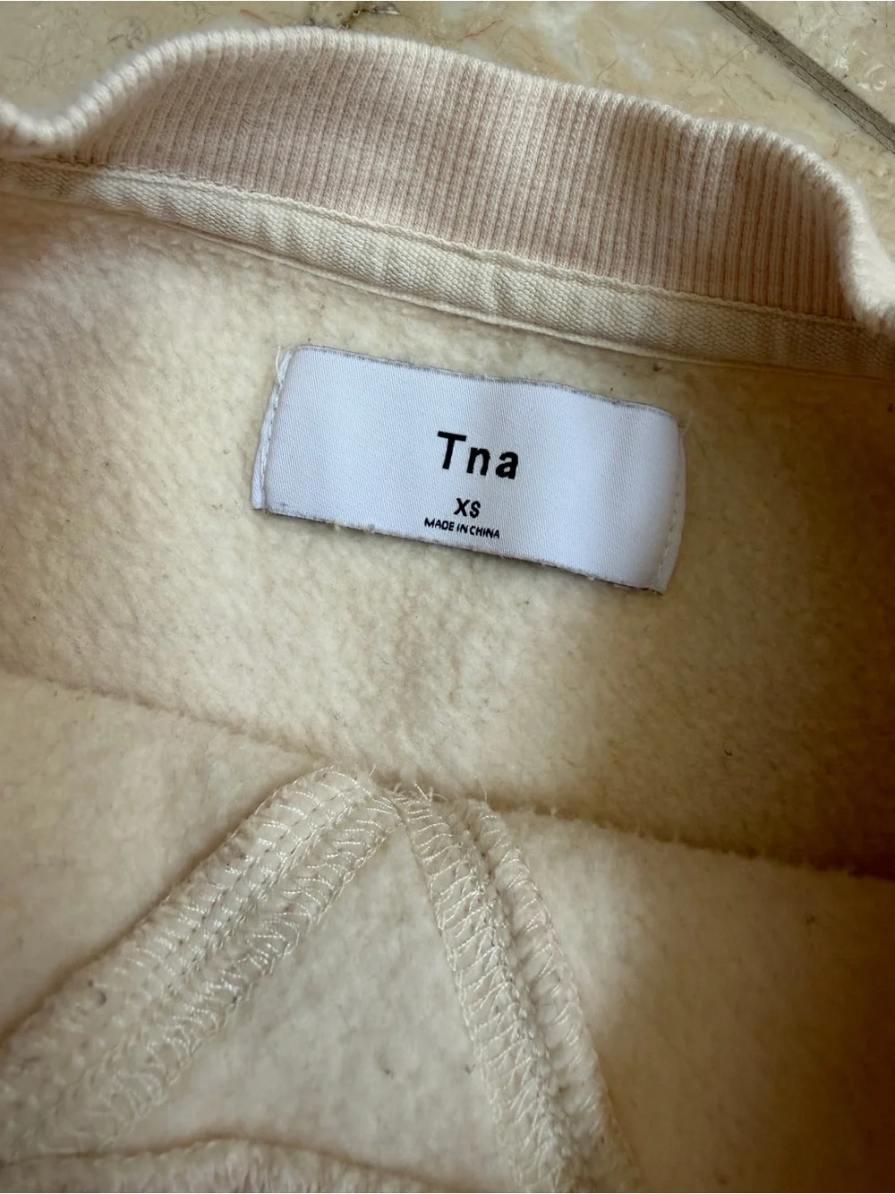 Aritzia TNA Colorblock Crewneck Sweater - Cream, Yellow & Maroon size XS